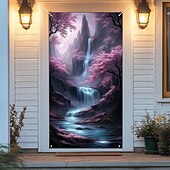 billige Dørdeksler-dørdekorasjoner dørdeksler hule foss dør billedvev dør gardin dekorasjon bakgrunn innendørs/utendørs dør banner for inngangsdør gårdshus