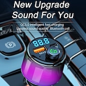 cheap Car Charger-Bluetooth 5.3 FM Transmitter for Car PD 30W+QC 3.0 Dual-Port Fast Car Charger Wireless FM Radio Bluetooth Car Adapter with Hands-Free Calling