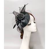 economico Fascinator-fascinators A rete Cappello di velo Matrimonio Corsa di cavalli Con Piume Cappellini Copricapo Copricapo