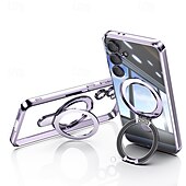 economico Cover Samsung-Custodia per telefono per Samsung Galaxy S24 Ultra S24 Plus S24 FE S25 Ultra con supporto per stand ricarica wireless placcatura retro magnetica