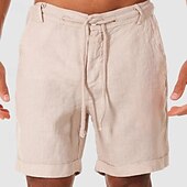 baratos Clássico-Homens Calção Shorts de linho Shorts de verão Shorts de praia Botões Bolsos Com Cordão Tecido Respirável Comprimento do joelho Ao ar livre Diário Para Noite Moda Estilo Clássico Branco Azul Marinha
