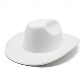 tanie Kapelusz Fedora-Męskie Czapka Kentucky Derby Kapelusz Kowbojski kapelusz Kapelusz Fedora Trilby Czarny Biały Wełniany Styl vintage Moda 18 wiek Stan Teksas Codzienny Impreza tematyczna Jednolity/zwykły kolor Filtr