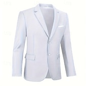 cheap Men&#039;s Classic Blazers-Men&#039;s Blazer Business Cocktail Party Wedding Party Fashion Casual Spring &amp;  Fall Polyester Plain Buttons Pocket Comfortable Single Breasted Blazer Black White Navy Blue Royal Blue