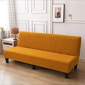 billiga Sofföverdrag-jacquard futon överdrag bäddsoffa överdrag enfärgad utan armstöd bäddsoffa överdrag hög elastisk hopfällbar möbel skyddsöverdrag