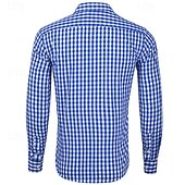 cheap Men&#039;s Button Up Shirts-Men&#039;s Shirt Dress Shirt Button Up Shirt Plaid Wedding Party Black Pink Red Brown Long Sleeve Lapel Spring &amp;  Fall Clothing Apparel