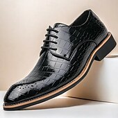 economico Formale-scarpe oxford da uomo in similpelle con motivo coccodrillo nero - calzature formali classiche con lacci per lavoro e occasioni speciali