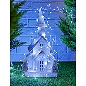 abordables Guirlandes solaires-Guirlande lumineuse solaire de 6 m, 200 LED, blanc chaud, blanc froid, bleu, guirlande lumineuse en fil de cuivre EL 5 mm, lumières de vacances 3 V à énergie solaire, 1 ensemble