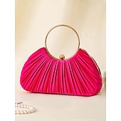 ieftine Nuntă ACC-clutch elegant din catifea plisata verde cu maner inel auriu - geanta de seara de dama, perfecta pentru nunti, petreceri si evenimente formale