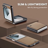 cheap Samsung Cases-Phone Case For Samsung Galaxy Z Flip 6 Z Flip 5 Back Cover Magnetic Support Wireless Charging Card Slot Retro TPU PU Leather
