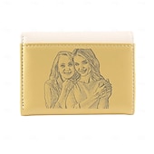 economico Per le donne-Portafoglio in PU inciso personalizzato miglior regalo per mamma – Regalo di matrimonio personalizzato per coppia portafoglio in pelle a pieghe con foto floreale per lei regalo per matrimonio festa