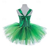 levne Šaty s pohádkovým motivem-Děti Dívčí Cosplay šaty Šaty na párty Pevná barva Květiny Bez rukávů Výkon Narozeniny Síťka Krásná Sladký Polyester Délka ke kolenům Šaty na párty Áčkové šaty Tylové šaty Léto 4-12 let Trávová zelená