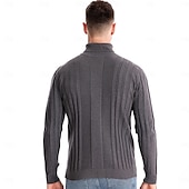 billige Herre Elite Genser og Cardigans-Herre Genser Pullover genser Strikketøy Riflet Strikke Vanlige topper Fargeblokk Rullekrage Strikketøy Nøytral utendørs Klær Vår &amp; Vinter Svart Gul S M L