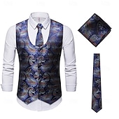 levne oblečení-Retro Řvoucí 20s 20. léta 20. století Kamizelka Vesta Velký Gatsby Gentleman Kašmírový vzor Retro Maškarní kostým Pánské Vánoce předvečer Všech svatých Karneval Výkon loučení se svobodou nevěsty