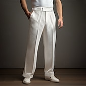 voordelige Loszittend-Voor heren Pakken Broek Geplooide broek Wafel broek Gurkha-broek Zak Effen Comfort Zacht Volledige lengte Feest liiketoiminta Dagelijks Elegant Modieus Zwart Wit