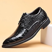 economico Formale-scarpe eleganti da uomo in similpelle con motivo coccodrillo marrone – calzature formali con lacci e design strutturato per lavoro e matrimoni
