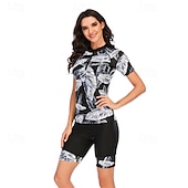 halpa Ihottumavartiot-Naisten Rashguard-uimapuku UV-aurinkosuojaus UPF50+ Kevyt Lyhythihainen Spandex Uima-asut Uimapuku 2-osainen Etuvetoketju Uinti Lainelautailu Hiekkaranta Vesiurheilu Kukat Trooppinen Painettu Kes