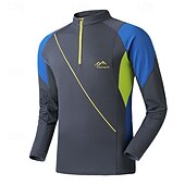 economico Cime-Per uomo maglietta T-shirt da escursione Manica lunga Chiusura lampo quarto Maglietta Maglietta con muscoli Maglietta elasticizzata per bodybuilding Esterno Asciugatura rapida Allenarsi Morbido