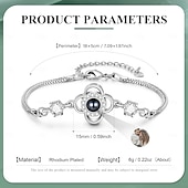 cheap For Women-Personalized Projection Bracelet Custom Best Gift for Mom - Photo Bracelet with Embedded Projection Stone, Available in Silver and Rose Gold, Romantic Wedding Gift