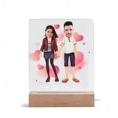 cheap Wedding Gift-Personalized Acrylic Night Light - Customized Couple Holding Hands Design with Big Head Photos Perfect Gift for Lovers Wedding Anniversary 1pc