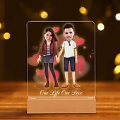 cheap Wedding Gift-Personalized Acrylic Night Light - Customized Couple Holding Hands Design with Big Head Photos Perfect Gift for Lovers Wedding Anniversary 1pc