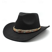 cheap Fedora Hat-Men&#039;s Kentucky Derby Hat Sun Hat Cowboy Hat Fedora Trilby Hat Black White Woolen Vintage Style Fashion 18th Century State of Texas Daily Theme Party Solid / Plain Color Sunscreen Cosplay