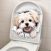 preiswerte Dekorative Wandaufkleber-lustiger weißer Toilettensitzaufkleber mit Hund - einfach anzubringen, entfernbar, Badezimmerwand &amp;Türaufkleber für eine verspielte Note