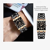 cheap Quartz Watches-New Stainless Steel Fashion Trend Men&#039;S Quartz Watch Calendar Waterproof Simple Leisure Sports Automatic Non-Mechanical Square Watch