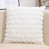 abordables Cubierta de cojín de vacaciones-Funda de almohada decorativa con forma de corazón de peluche para el día de San Valentín, 1 funda de cojín cuadrada suave, funda de almohada para dormitorio, sala de estar, sofá, sillón