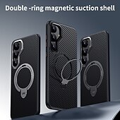 cheap Samsung Cases-Phone Case For Samsung Galaxy S24 S24 Ultra Plus S23 S23 Ultra S25 Ultra Back Cover with Stand Holder Magnetic Support Wireless Charging Retro TPU PC