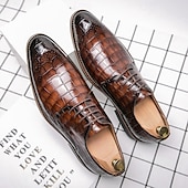 economico Formale-scarpe oxford da uomo in similpelle con motivo coccodrillo nero - calzature formali classiche con lacci per lavoro e occasioni speciali