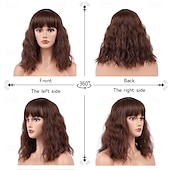 baratos Perucas Sintéticas sem Touca-peruca ondulada curta bob encaracolado comprimento dos ombros sintético colorido cosplay