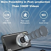 お買い得  アクションカメラ-デジタルカメラ 4k ビデオブログカメラ 48MP デジタルズーム ポータブル ポイントアンドシュート デジカメ 32GB/64GB/128GB メモリカード付属