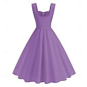 cheap Dresses-Retro Vintage 1950s Cocktail Dress Dress Flare Dress Solid Color Women&#039;s Masquerade Event / Party Bachelorette Party Festival Adults&#039; Dress Homecoming Dresses