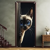 cheap Door Covers-Cute Cats Door Decorations Door Covers Animal Hide and Seek Door Tapestry Door Curtain Decoration Backdrop Indoor/Outdoor Door Banner for Front Door Farmhouse Peekaboo