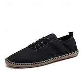 economico Sneakers da uomo-scarpe espadrillas da uomo in tela beige con lacci e suola in corda di juta – comode calzature estive casual
