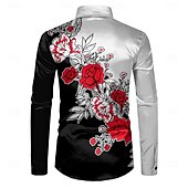 abordables Chemise en Satin pour Homme-Homme Floral Chemise décontractée Chemise boutonnée manche longue Décontractées Soirée Cadeau Casual Printemps Automne Col rabattu Boutonner Jaune Rouge Bleu Vert Gris