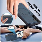 ieftine Carcasă Samsung-telefon Maska Pentru Samsung Galaxy S24 Ultra S24 Plus S24 S24 FE S23 S23 Ultra S23 Plus S22 S22 Plus Ultra S21 FE Capac Spate rezista Magnetic Acceptă încărcarea fără fir Retro TPU PU piele