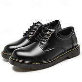 economico Semi-formale-scarpe stringate da uomo in similpelle nera con cuciture gialle, resistenti sneakers casual per il lavoro e l&#039;uso quotidiano