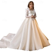 preiswerte Kleider für die Blumenmädchen-kinderkleidung Mädchen Kleid für die Erstkommunion Party Kleid Feste Farbe Ärmellos Langarm Leistung Hochzeit Party Gitter Prinzessin Süß Gitter Mitte der Wade Etuikleid Tüll-Kleid Sommer Frühling