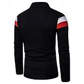 preiswerte Klassisches Poloshirt für Herren-Herren Golfhemd Golf Poloshirts Arbeit Casual Kargen Langarm Basic Modern Farbblock Patchwork Knopf Frühling &amp; Herbst Regular Fit Schwarz Weiß Gelb Golfhemd