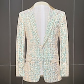 cheap Outfits-Disco 1980s Pants Outfits Suits &amp; Blazers Disco Sequins Men&#039;s Masquerade Performance Party Club Adults&#039; Coat Pants All Seasons