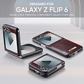 Χαμηλού Κόστους Samsung Θήκη-τηλέφωνο tok Για Samsung Galaxy Z Flip 6 Πίσω Κάλυμμα με βάση στήριξης Μαγνητική Υποστήριξη ασύρματης φόρτισης Ρετρό TPU PU δέρμα