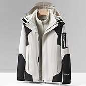 abordables Softshell, polares y chaquetas de montaña-Hombre Chaqueta Softshell Chaqueta para senderismo Invierno Al aire libre Bloque de color Mantiene abrigado Resistente al Viento Resistente al Agua Chaquetas 3-en-1 Chaqueta cortavientos Viaje Negro