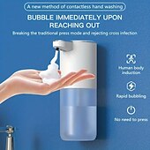 abordables Distributeurs à savon-Distributeur de savon automatique d&#039;une capacité de 380 ml - rechargeable par USB sans contact et technologie de détection de mouvement