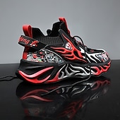 economico Sneakers da uomo-eleganti sneakers rosse da uomo con motivo a fiamma - eleganti e comode, perfette per feste o uscite informali
