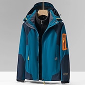 abordables Softshell, polares y chaquetas de montaña-Hombre Chaqueta Softshell Chaqueta para senderismo Invierno Al aire libre Bloque de color Mantiene abrigado Resistente al Viento Resistente al Agua Chaquetas 3-en-1 Chaqueta cortavientos Viaje Negro