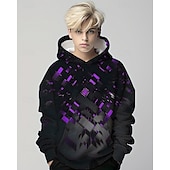 billiga Pojkens 3D Vision &amp; Geometri-Pojkar 3D Grafisk Geometrisk Huvtröja Långärmad Vår Höst Mode Streetwear Barn 4-12 år Huva Utomhus Ledigt Dagligen Normal