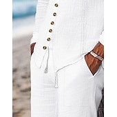 Χαμηλού Κόστους Σετ ανδρικών πουκάμισων βασικών-Ανδρικά Πουκάμισο Guayabera 2 Κομμάτια Σετ πουκαμίσου Ταίριασμα σετ Casual πουκάμισο Σκέτο Διακοπές Εξόδου Μαύρο Λευκό Μπλε Απαλό Μακρυμάνικο Όρθιος γιακάς Ανοιξη καλοκαίρι Ρούχα Μπροστινή τσέπη