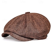 billiga Huvudbonader för herrar-Herr Platt mössa Ascot hatt Newsboy hatt Svart Brun Polyester Mode Ledigt Gata Dagligen Slät Andningsfunktion