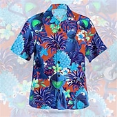 economico Cibo &amp; Bevande-Per uomo Pop art Ananas Hawaiano Camicia Camicia estiva Camicia hawaiana Manica corta Camicia Collo ripiegabile Hawaiano Originale Informale Esterno Strada Informale Rosso verde Verde chiaro Blu Con